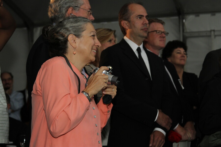 Miller taking photos at Penn Park opening