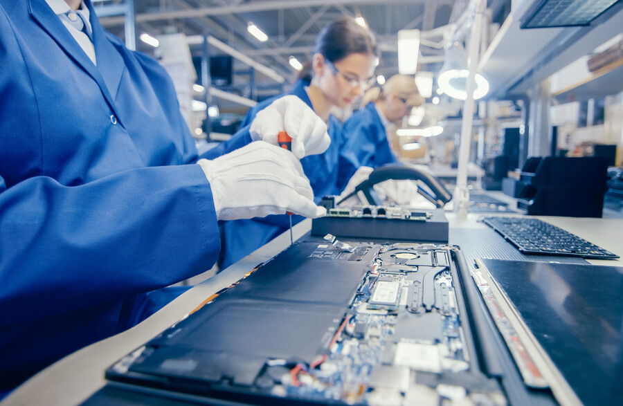 Smartphone factory assembly line.