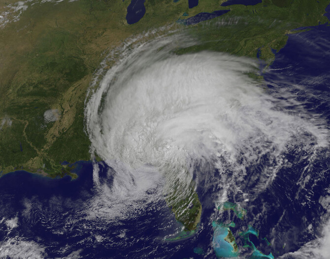 Satellite image of Tropical Storm Irma, downgraded from a Category 5 hurricane. Hurricane Irma Satellite image
