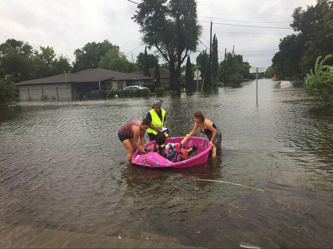 A flooded street in Houston after Hurricane Harvey. A flooded street in Houston after Hurricane Harvey.