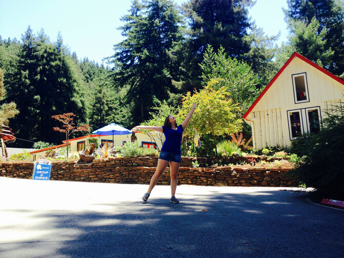 Stephanie Tran Rojas doing yoga at the retreat