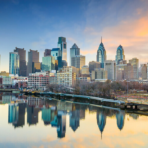 Philadelphia skyline with view of the Schuylkill River