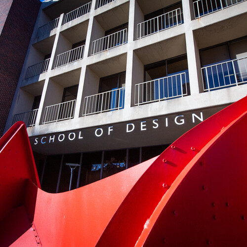 sculpture in front of penn design meyerson building