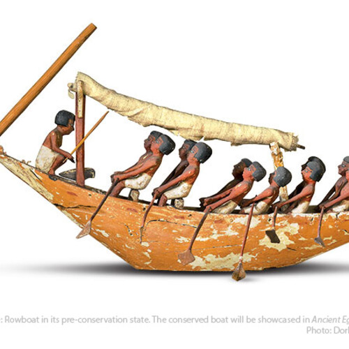 A model Ancient Egyptian rowboat