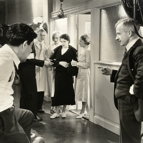 Actors in the black-and-white film 'Damaged Lives'