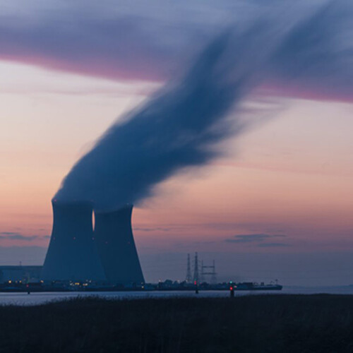 cooling towers of a nuclear power plant