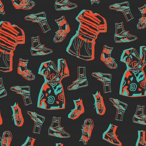 Dresses, shirts, and sneakers