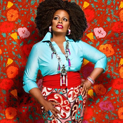 Dianne Reeves with floral background