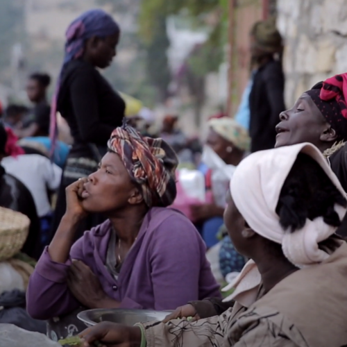 Haitian women gathered at a market