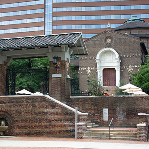 Exterior of Penn Museum in daylight.