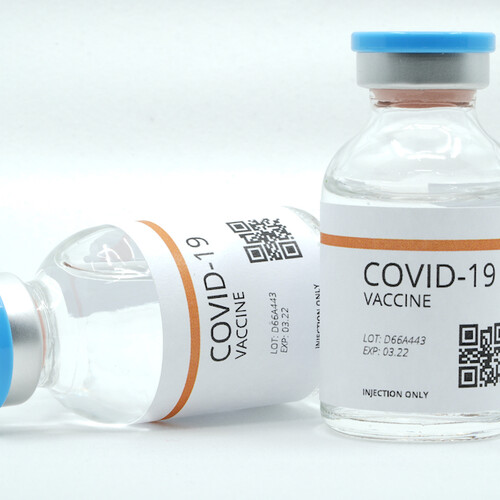 COVID-19 vaccine bottles.