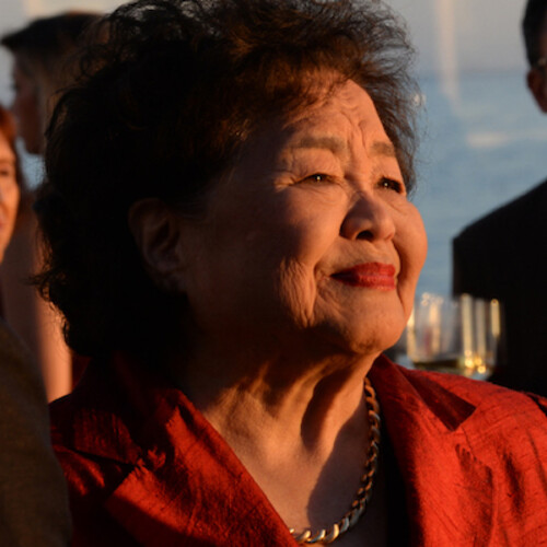 Setsuko Thurlow smiling with sparks in her eyes. 