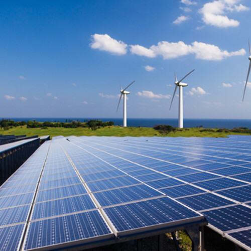wind turbines and solar panels. 