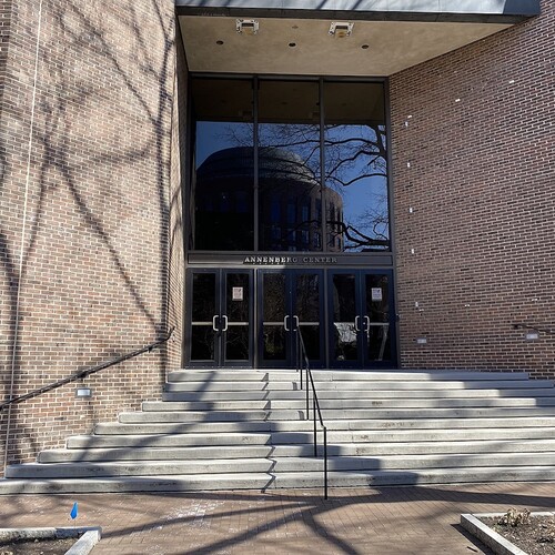 Entrance of Annenberg Center with a set of steps
