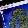 Screen with upper right view of Scandinavia on a Google map
