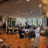 Students gather inside the Grad Center to study and network