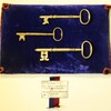 Ceremonial gold-colored keys on a pillow