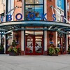 Entrance of Penn Bookstore with festive decoration.