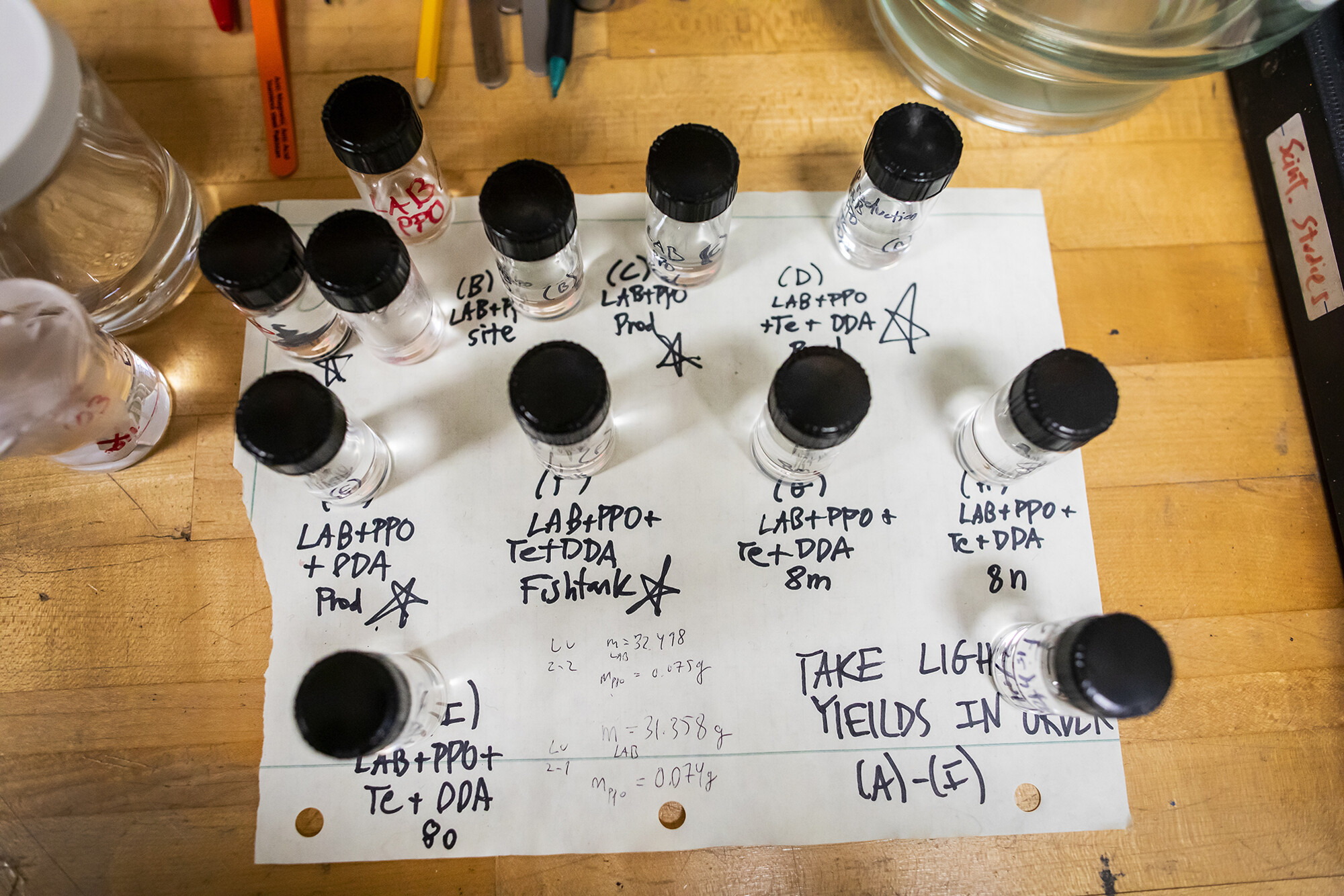 students working in the Klein lab conduct research on new chemical mixtures