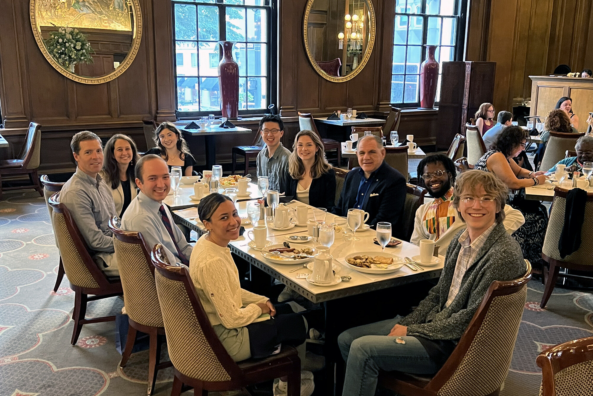 Members of Penn’s Political Empathy Lab with Conor Lamb and and Connor Gibson Wharton Club President and Donald Bonk at the William Penn.