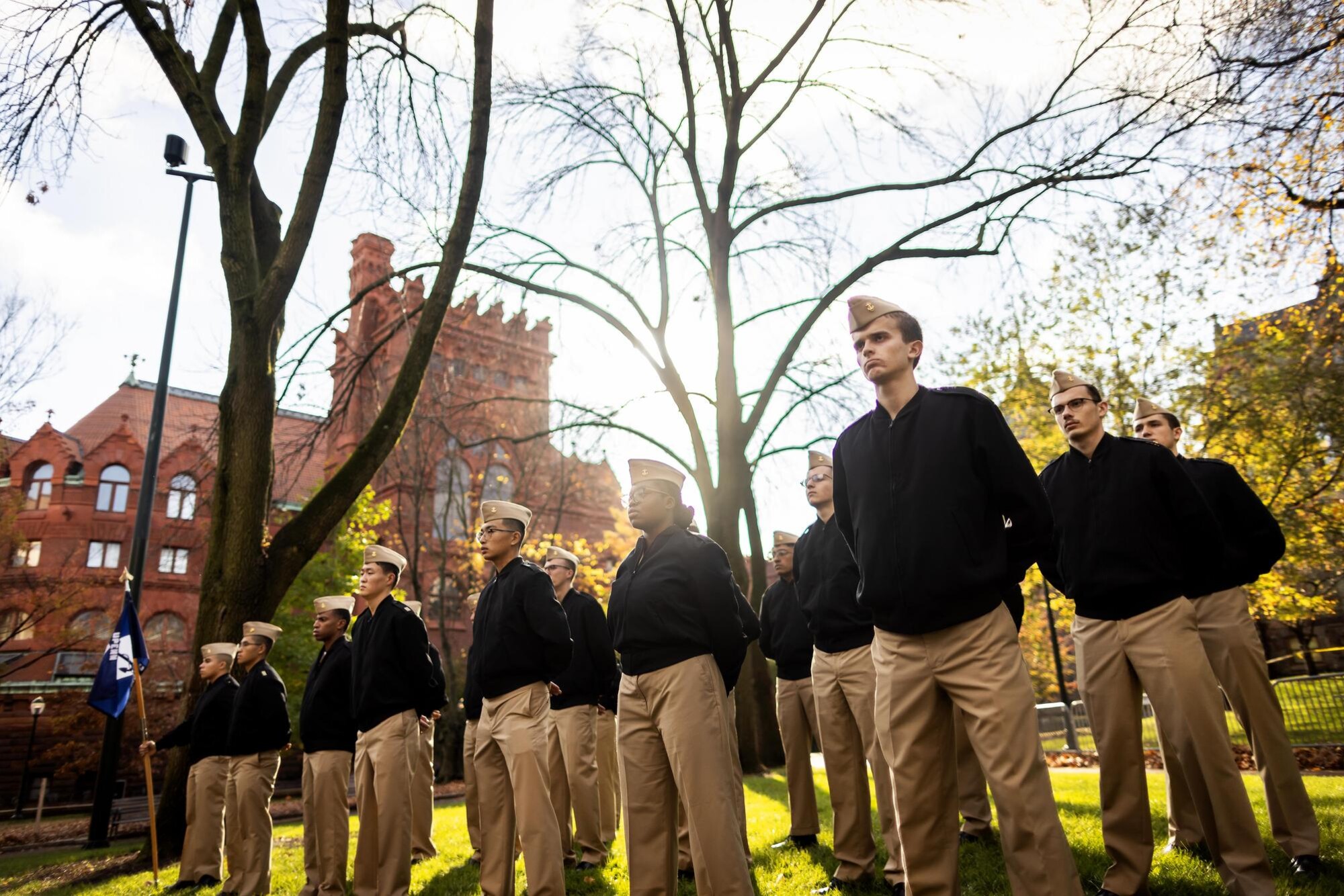 Cadets on Penn’s campus during Penn’s flag raising ceremony.