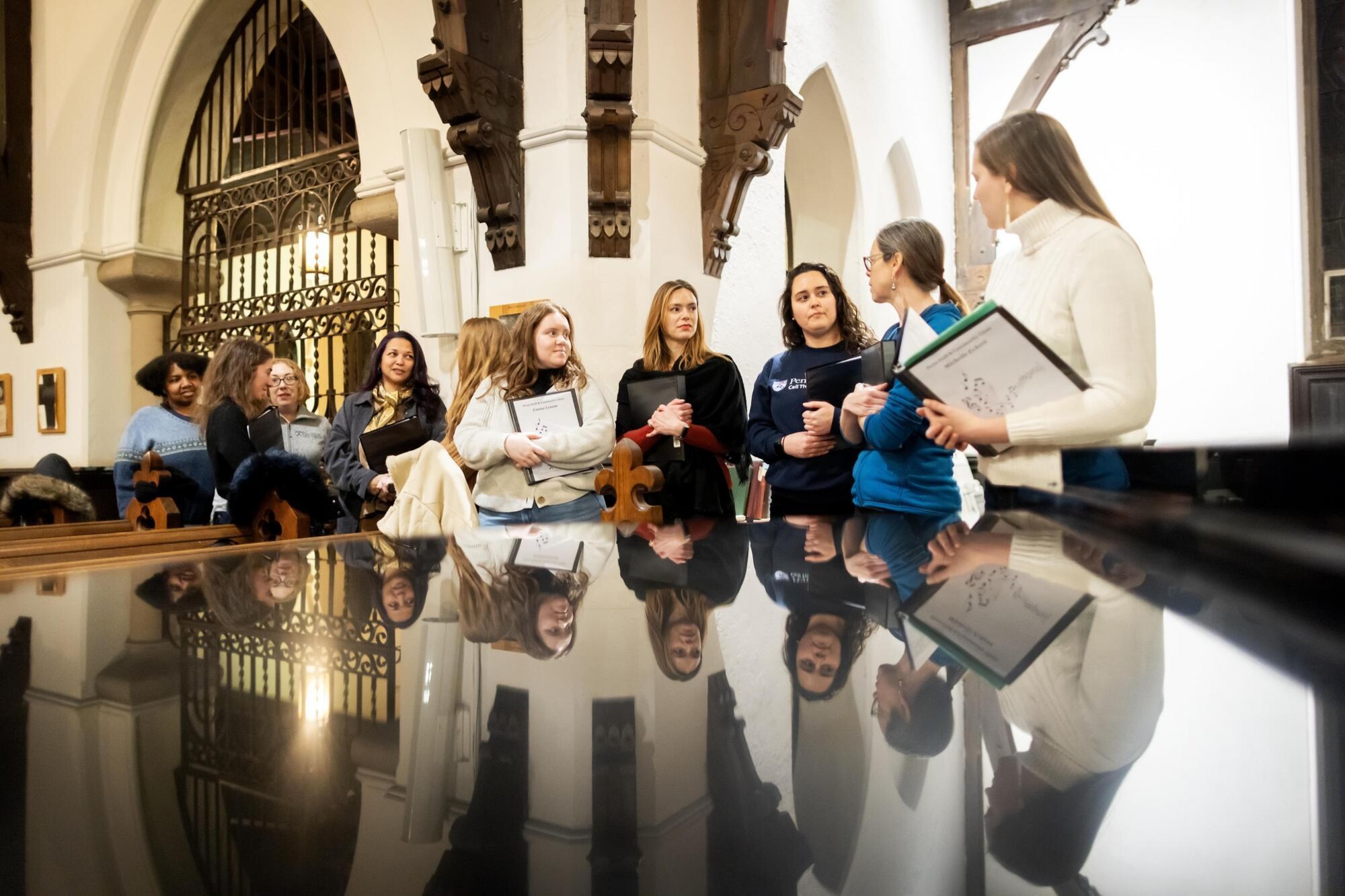 Members of Penn’s choir after rehearsal.