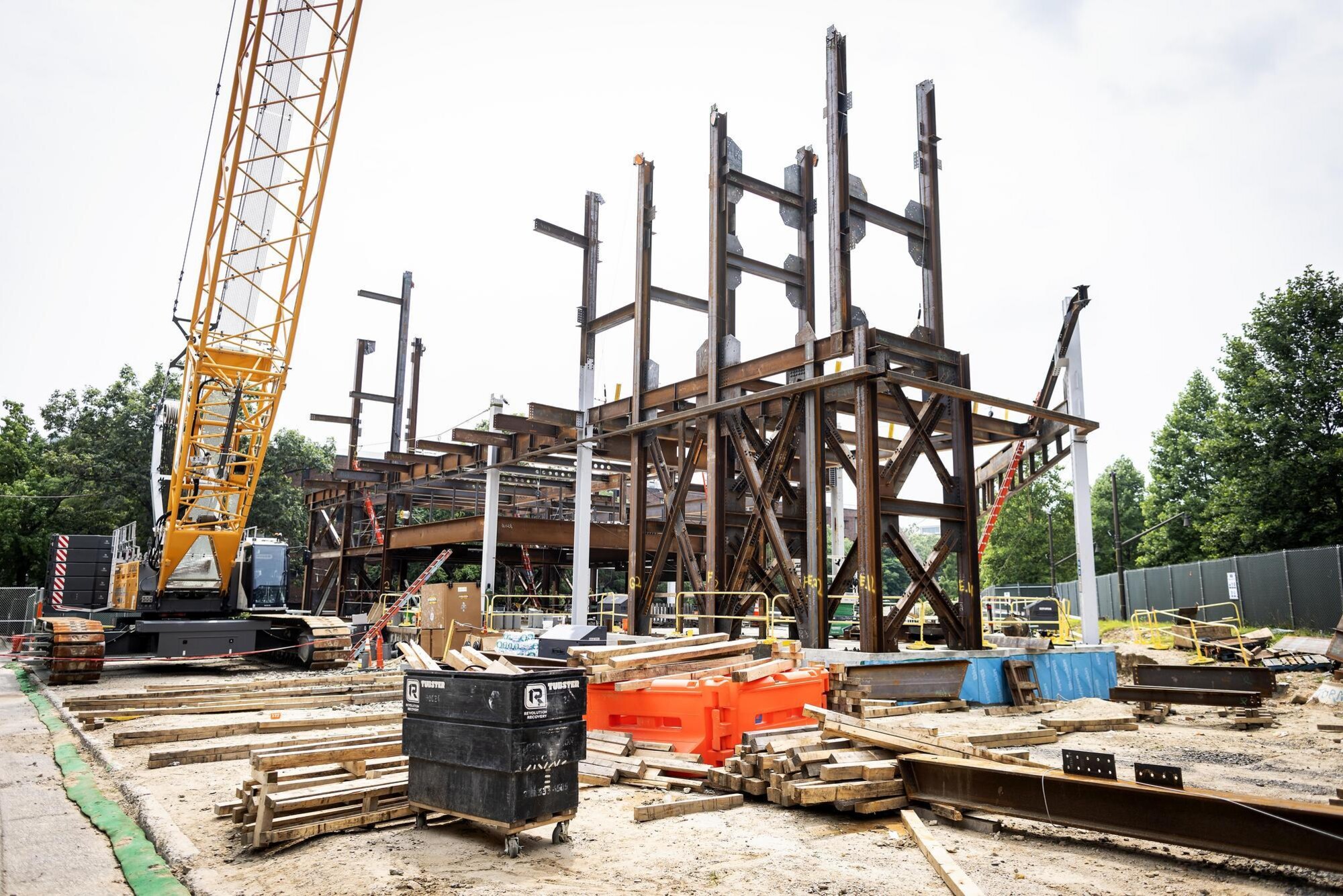 The exterior of Penn’s performing arts center under construction.