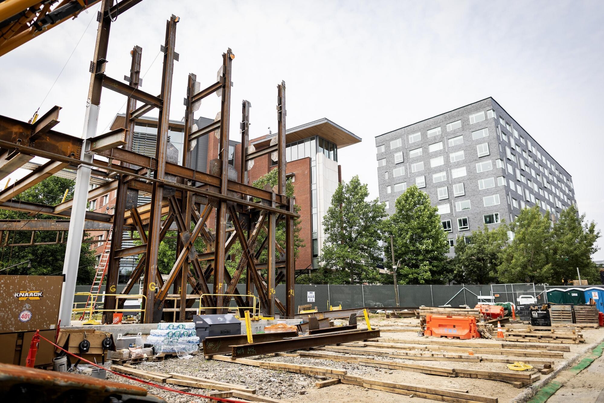 The exterior of Penn’s performing arts center under construction.