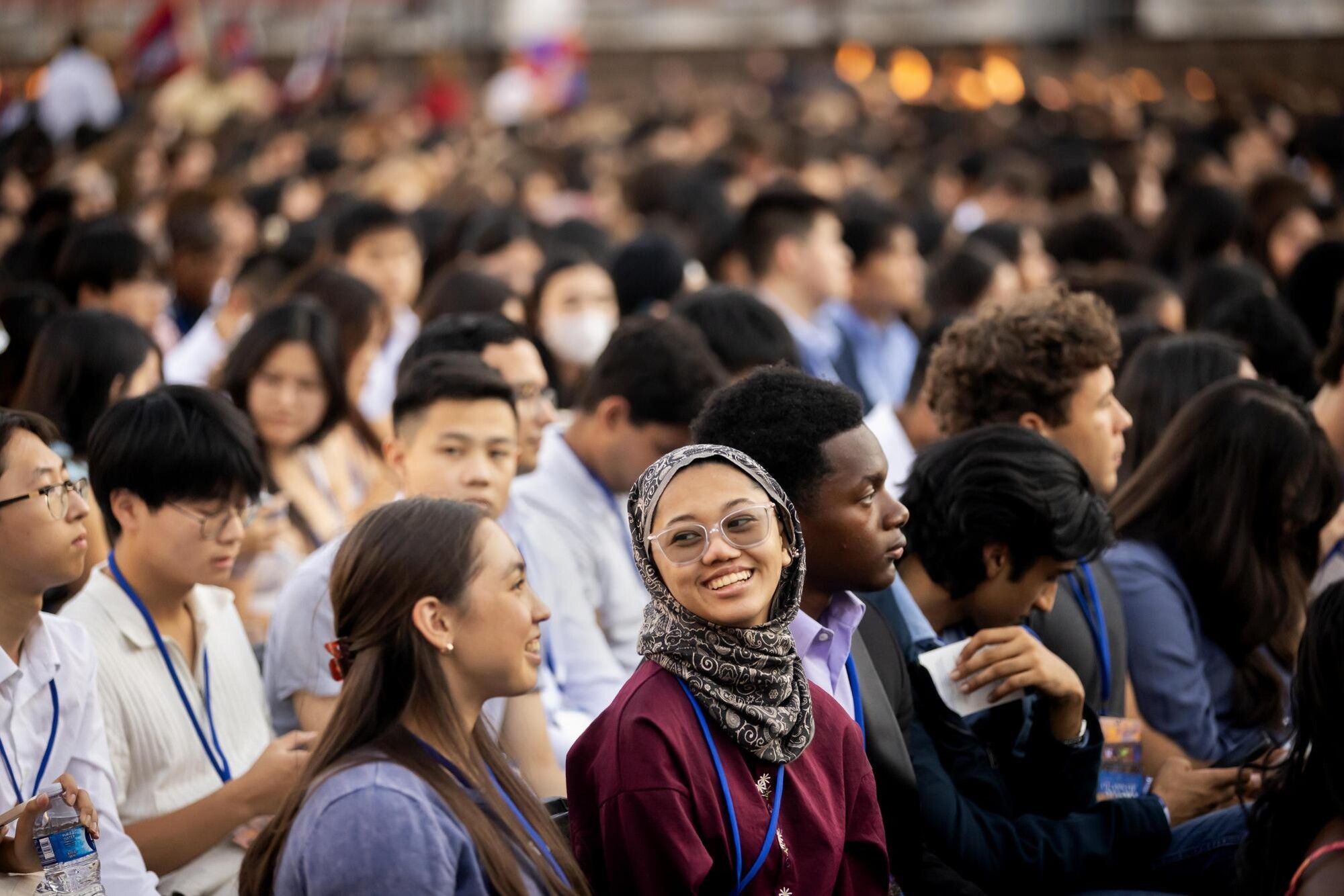 Students seated on Franklin Field during Penn’s convocation.