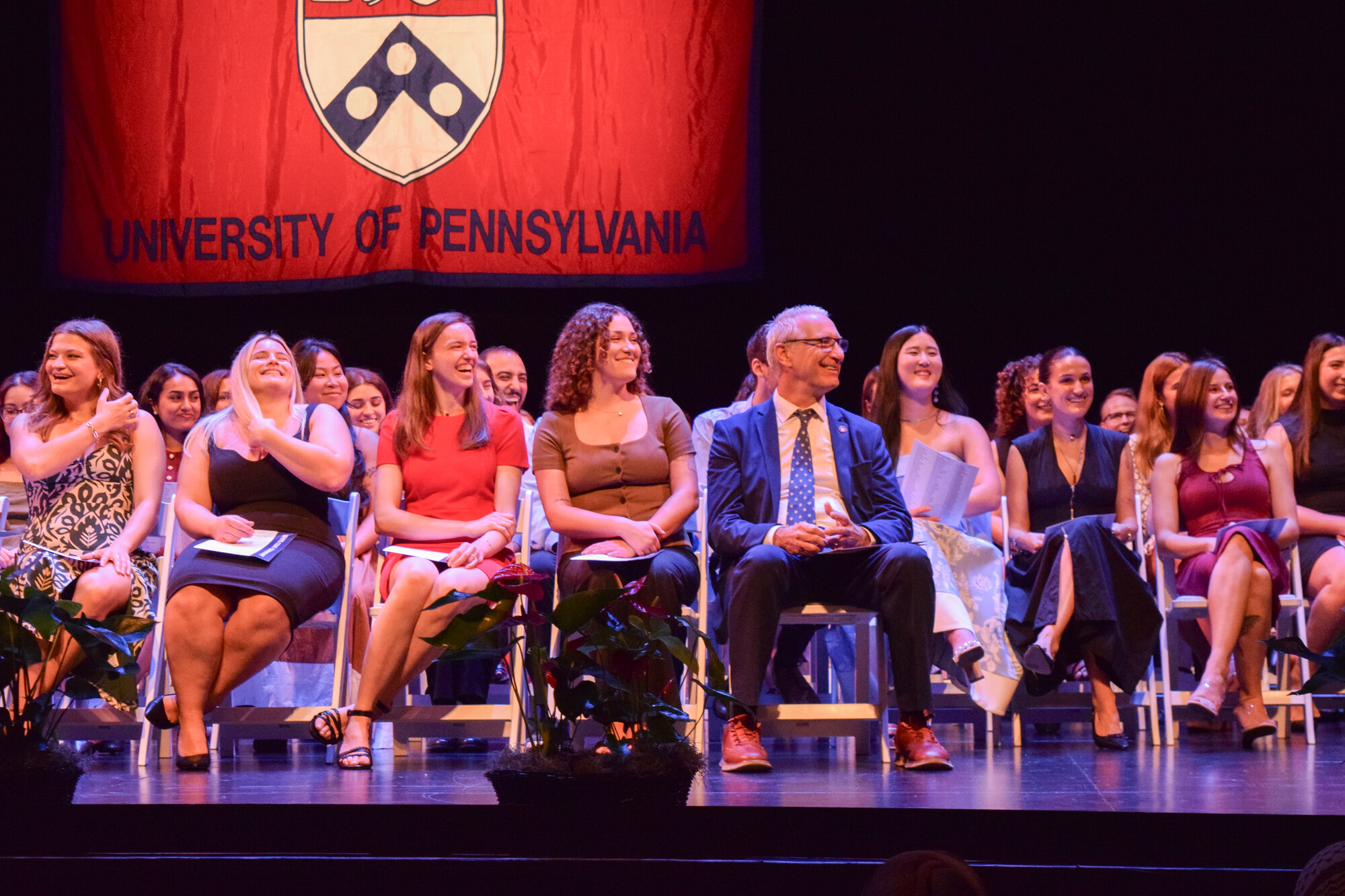 Penn Vet students on stage at the White Coat Ceremony.