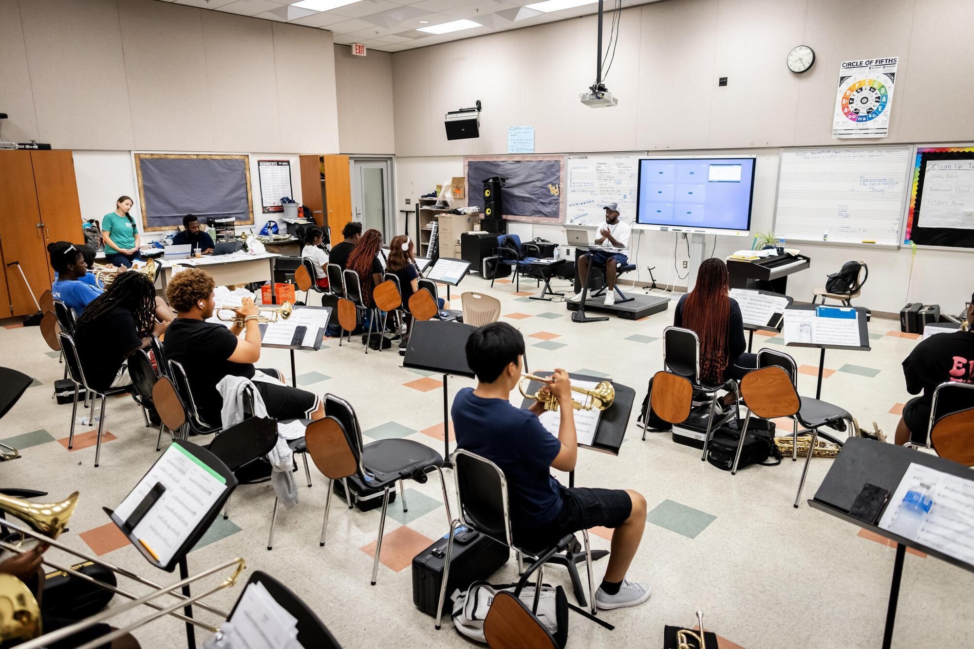 High school students in a music class.