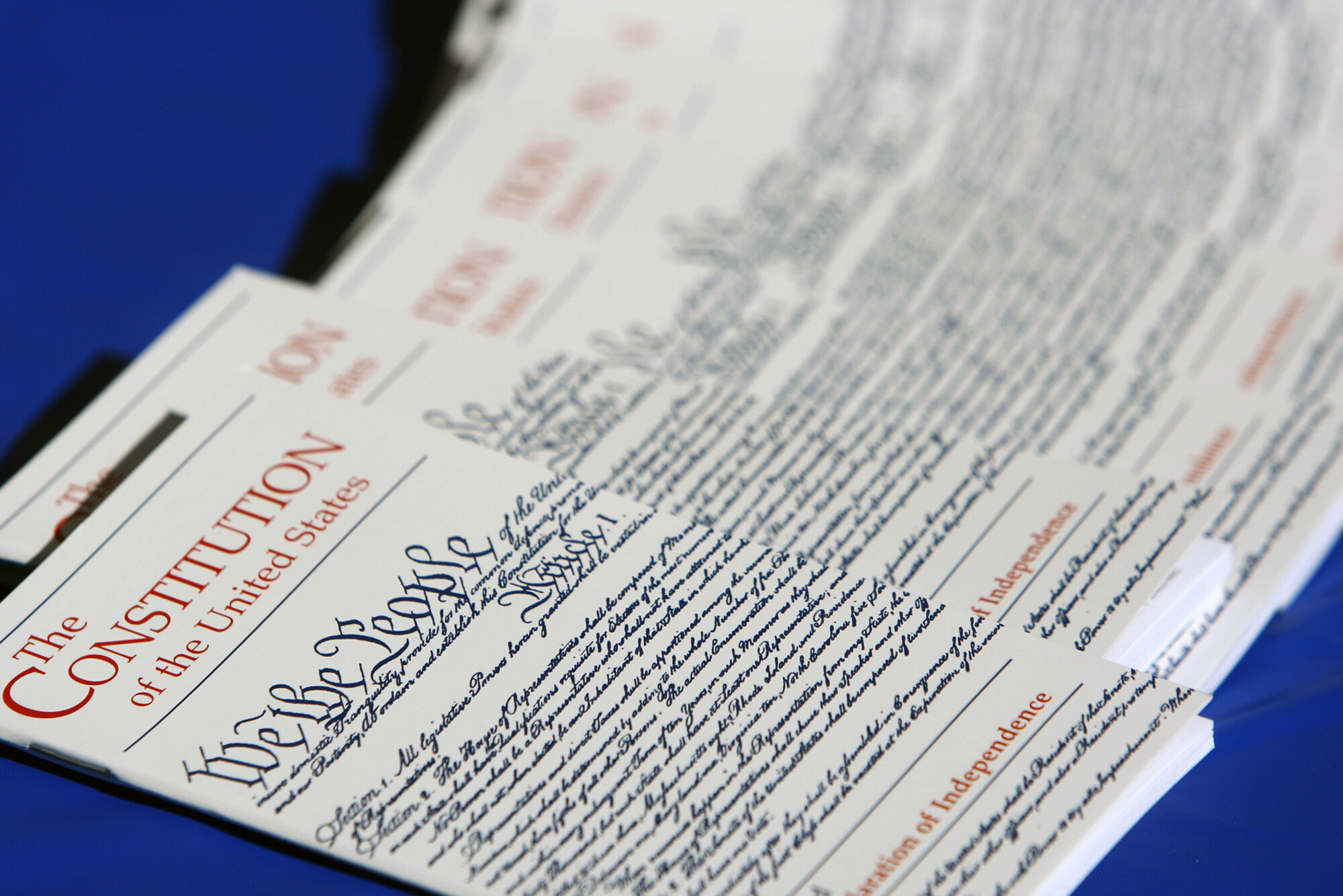 A stack of pocket constitutions.