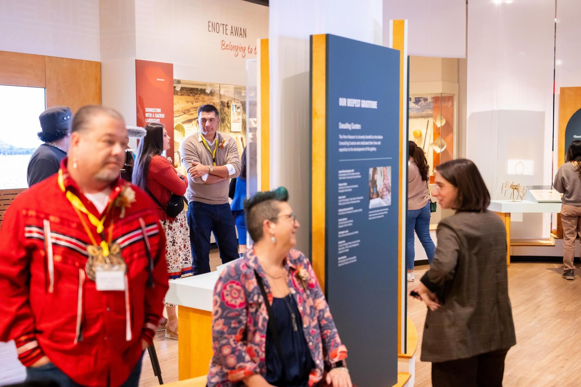 People at the opening of the new Native North American Gallery at the Penn Museum.