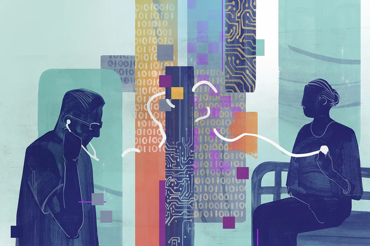 Medical concept of a doctor checking a patient’s heartbeat virtually.