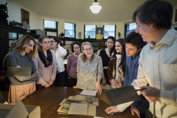 Penn Professor André Dombrowski teaches an art history curatorial class.