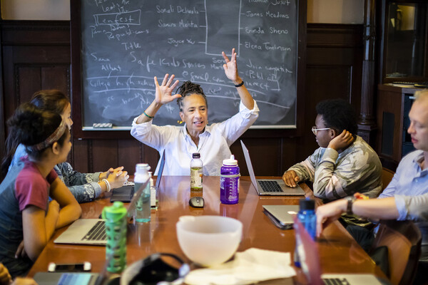 Lorene Cary leading a discussion in her safekids class