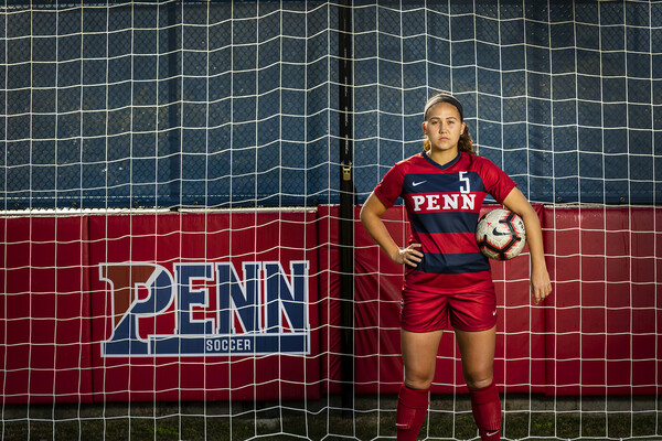 Emily Sands poses on Rhodes Field