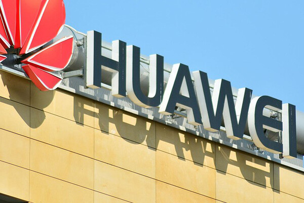 Huawei signage on top of building