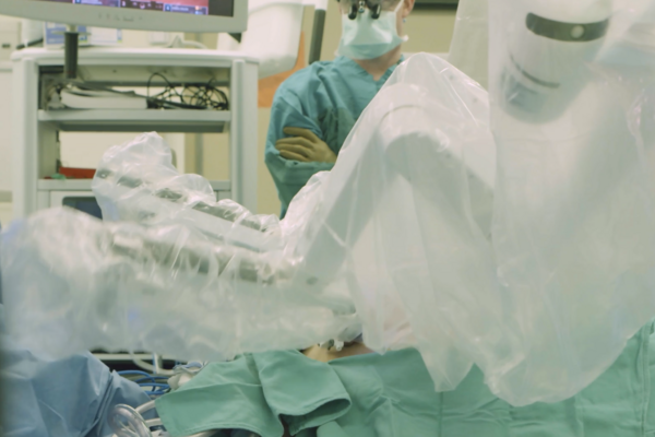 film still of robotic surgery in action