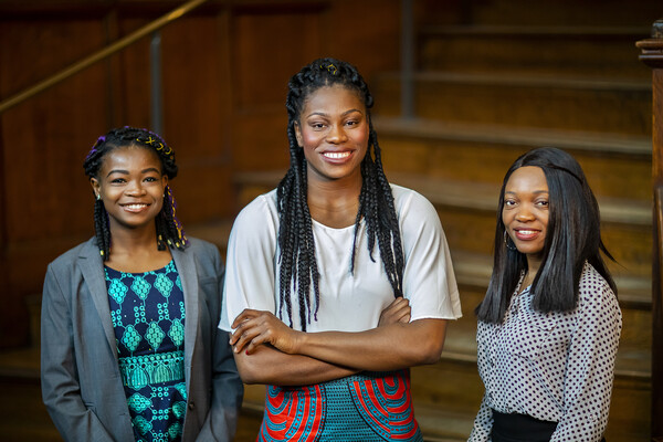 Summer Kollie, Princess Aghayere, and Oladunni Alomaja, winners of a 2019 President's Engagement Prize