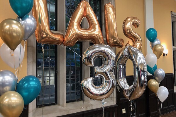 Balloons spelling out LALS 30