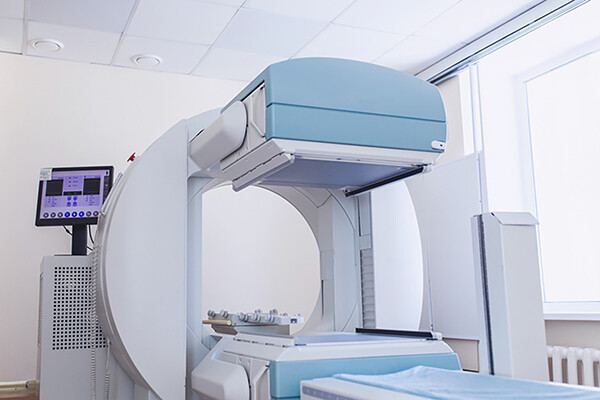 Medical linear accelerator in a therapeutic oncology unit.