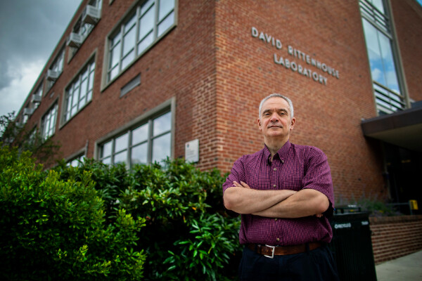 tony pantev standing in front of the David Rittenhouse Laboratory building