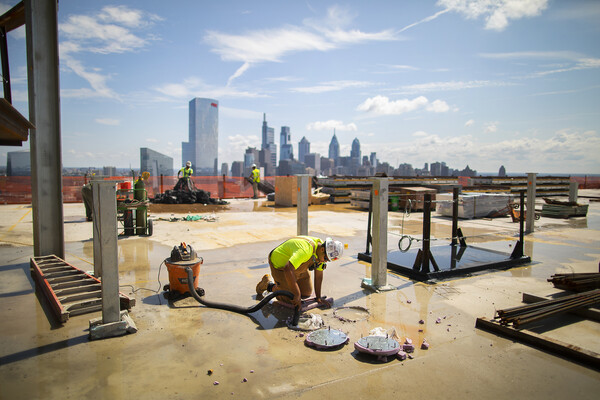 on the patient pavilion roof