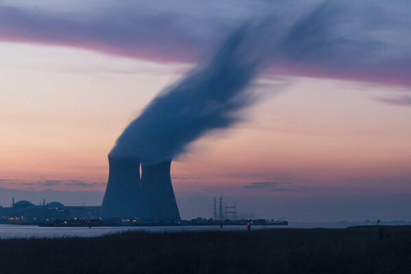 cooling towers of a nuclear power plant