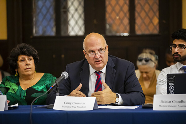 Anne Papageorge, Craig Carnaroli, and Baktiar Choudhury at University Council on Oct. 23