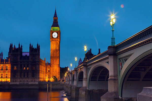 The Palace of Westminster and Big ben in London
