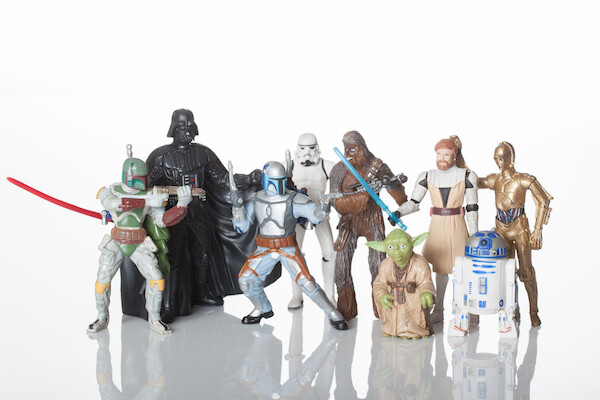 An array of plastic Star Wars figurines