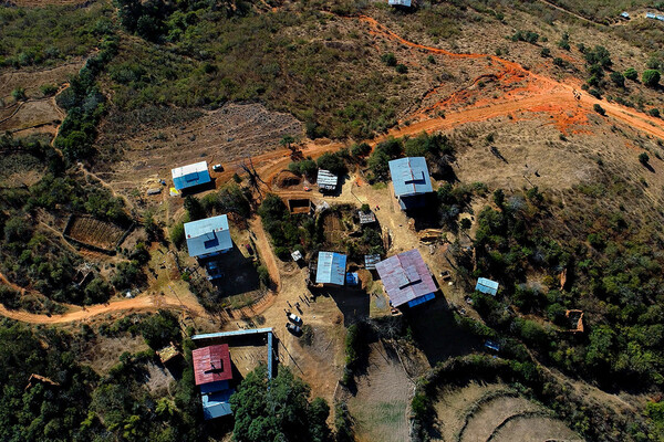 aerial image of bhutan village