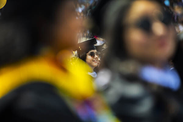 closeup of student at graduation